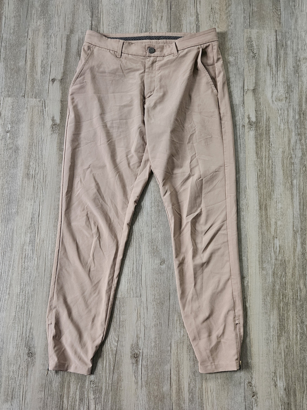 Primo Men's Tan Golf Chino Jogger 32 Regular Zip Cuff Performance Active